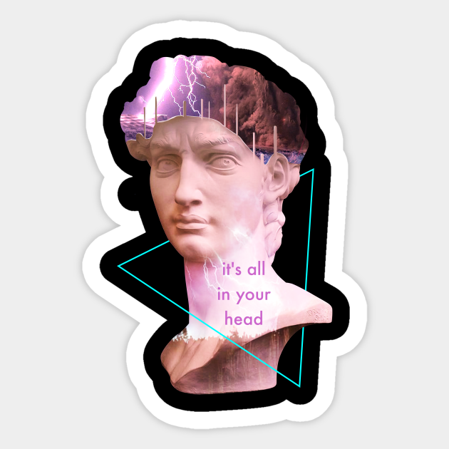 Vaporwave David Statue It's All In Your Head Storm Art David Statue